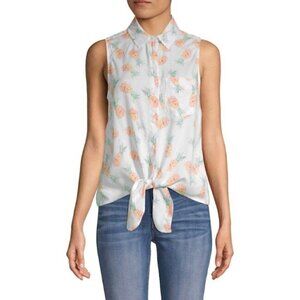 BeachLunchLounge Top M NWT Pineapple Print Tie Summer Vacation Beach Pool Swim